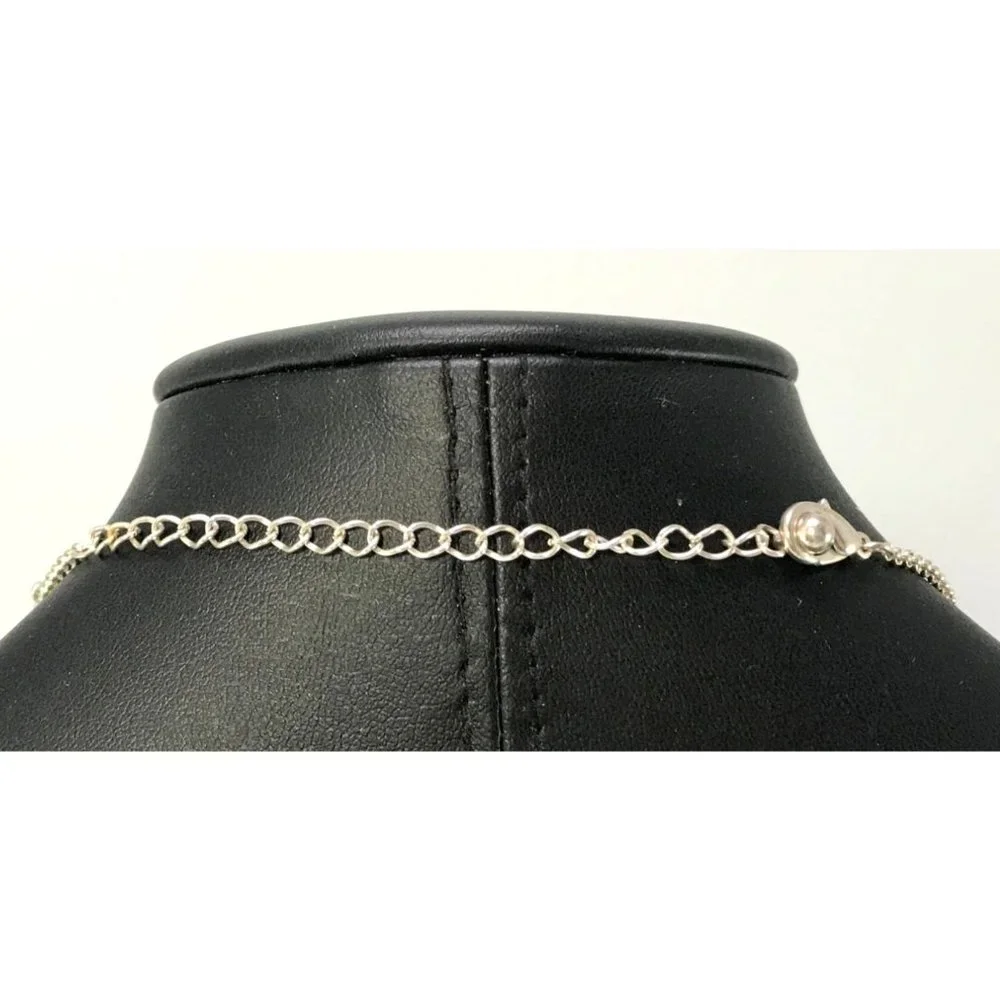 Silver Tone Cluster Fringe Y-Drop Necklace Faux Blue Coral n Pearls Real Shells - Picture 6 of 6